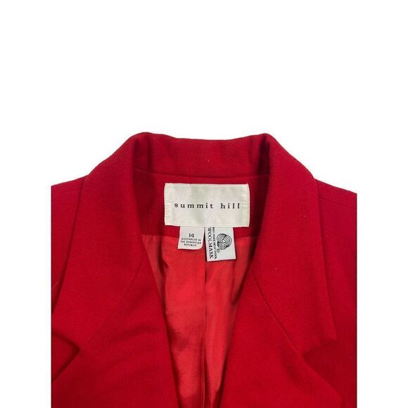 Vintage Summit Hill Women’s Red Double Breasted Wool Blazer Jacket Size 14 - Picture 2 of 7